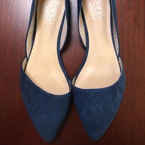 Blue Suede Pointed Flats